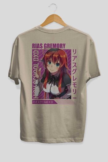 Ankhises Rias Gremory 10 Anime Back Printed Beige Oversize μπλουζάκια 100% βαμβάκι Ανδρικά Γυναικεία