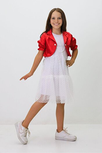 Fox Life Kids 23 April Girl's Tulle Satin Holiday Dress - Flk157