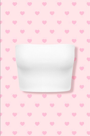 Carpe Strapless Ribbed White Blouse