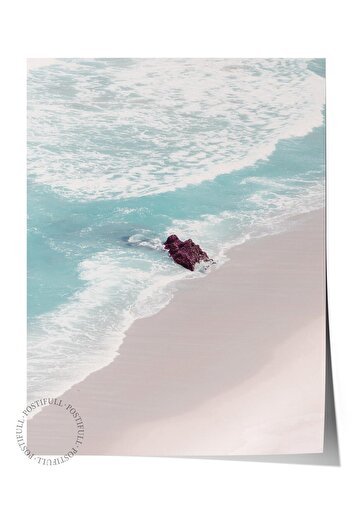 Postifull Unframed Poster, Summer Themed Painting No:247, Sea Vehicle Photo on the Beach, Beige Poster, Vertical