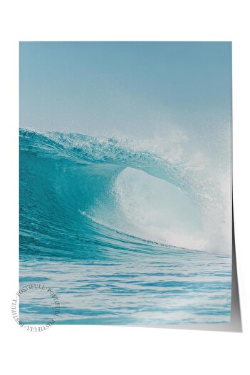 Postifull Frameless Poster, Summer Themed Painting No:204, Great Wave Photo, Blue Poster, Vertical