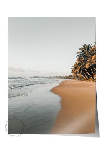 Postifull Frameless Poster, Summer Themed Painting No:223, Empty Beach Photo, Brown Poster, Vertical