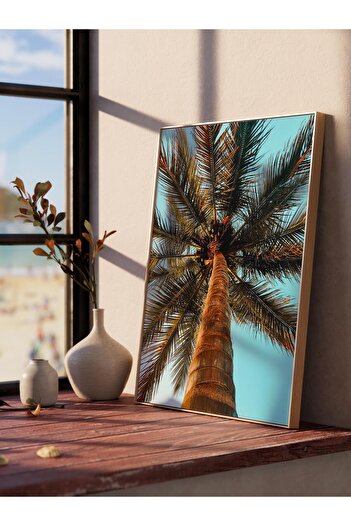 Postifull Frameless Poster, Summer Themed Painting No:211, High Palm Tree Photo, Green Poster, Vertical
