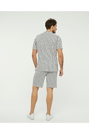 YHGTEKSTİL waffle suit with striped shorts