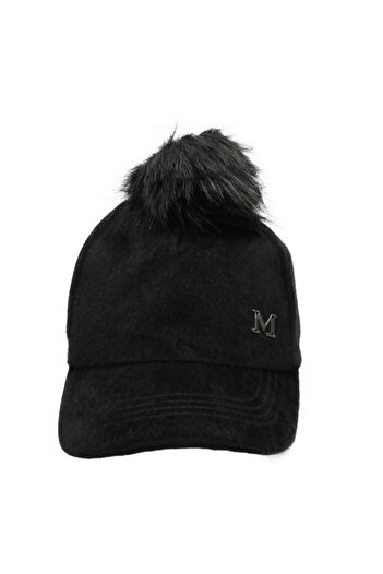 cappello Women's Black Furry Plain Hat Capmc202r001