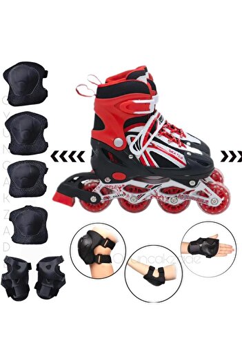 Depomiks Avm Skate Lighted Adjustable Children's Practice Skating 2 Functions Knee Pad Elbow Pad Wristband Protector Set