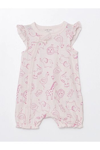 LC Waikiki LCW Baby - Crew Neck Printed Jumpsuit for Baby Girl BayQ, Short Sleeve