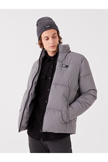 LC Waikiki Men's Puffer Jacket - Standard Fit, Stand Collar