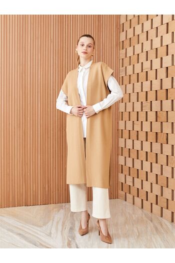 LC Waikiki LCW Modest Şal Yaka Düz Oversize Kadın Triko Yelek