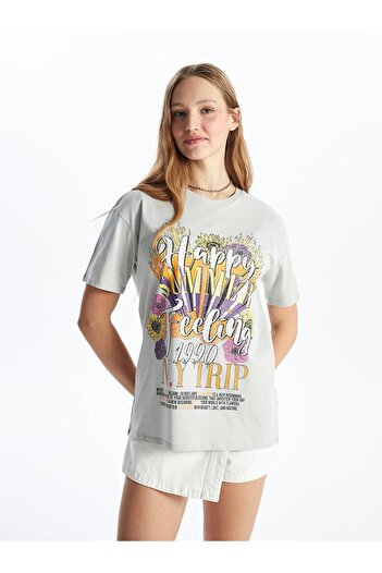 LC Waikiki XSIDE Women's T-Shirt - Crew Neck, Printed, Short Sleeve