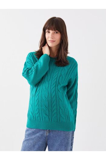 LC Waikiki LCWAIKIKI Maternity Crew Neck Self Patterned Long Sleeve Maternity Knitwear Sweater