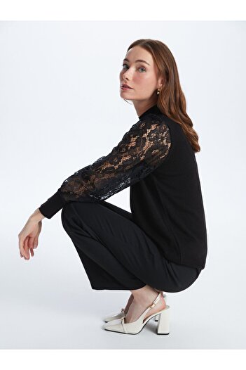 LC Waikiki Patterned Long Sleeve Half Turtleneck Women's Knitwear Sweater