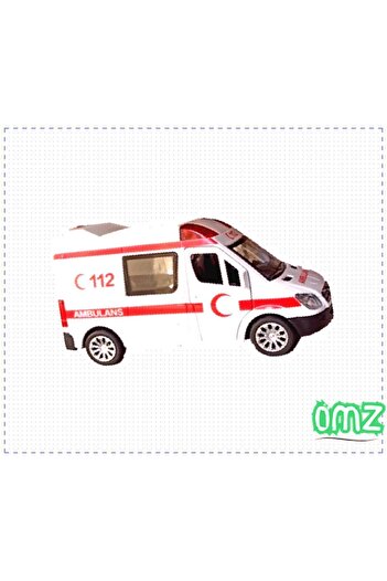 OMZ Metal Büyük 17cm Ambulans Çekbırak Kız Cocuk Erkek Cocuk Montessori Oyuncaklar Egitici
