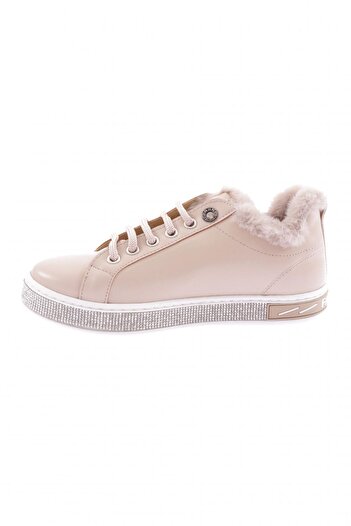 DGN Kadın Kürklü Sneakers Ayakkabı Bej 336212682