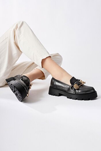 Limoya Emylie Silver Bow Detailed Buckle Women's Oxford Shoes
