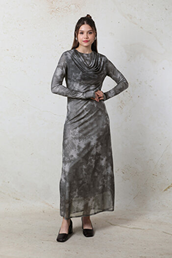ZÜLAYS Smoked Batik Patterned Tulle Dress