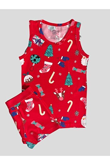elmas kids Boy's Cotton New Year Themed Pine Tree Pattern Boxed Athlete Boxer Set