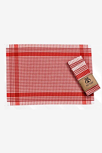 SUVAY Kitchen Drying Cloth Set of 6 Red Checkered Dish Drying Cloth Serving Napkin Lunch Cloth