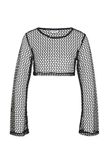 Noisy May NMDANICA Lurex-Crop-Top – Glockenschnitt L/S JRS