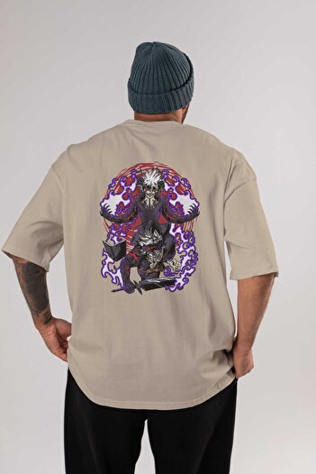 Ankhises BLACK CLOVER DEVIL UNION Anime Πίσω εμπριμέ Μπεζ μπλουζάκι Oversize 100% βαμβάκι Ανδρικά Γυναικεία