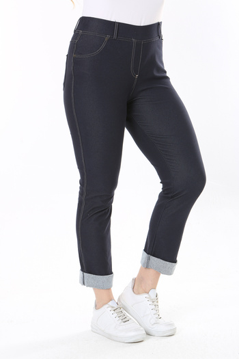 Şans Τζιν κολάν Navy Blue Large Size - Μπροστινή τσέπη και διπλό πόδι 65N38057