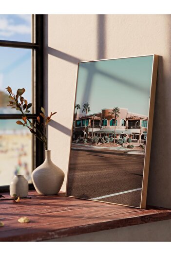 Postifull Frameless Poster, Summer Themed Painting No:209, Seaside House Photo, White Poster, Vertical