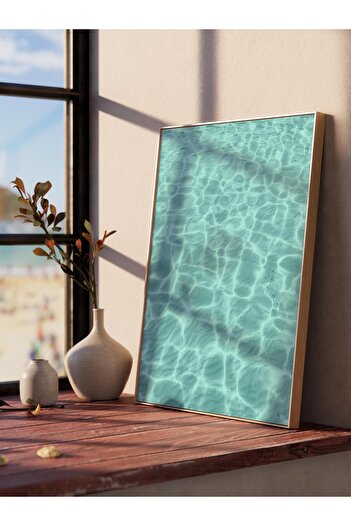 Postifull Frameless Poster, Summer Themed Painting No:197, Pool and Ripples Photo, Blue Poster, Vertical