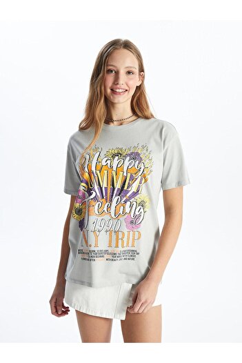 LC Waikiki XSIDE Women's T-Shirt - Crew Neck, Printed, Short Sleeve