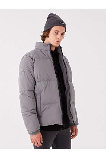 LC Waikiki Men's Puffer Jacket - Standard Fit, Stand Collar