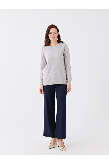 LC Waikiki Long Sleeve Crew Neck Patterned Women's Knitwear Sweater