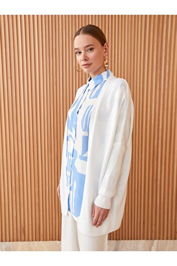 LC Waikiki Shawl Collar Plain Long Sleeve Oversize Women's Knitwear Cardigan