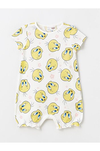 LC Waikiki Crew Neck Tweety Printed Baby Girl Jumpsuit