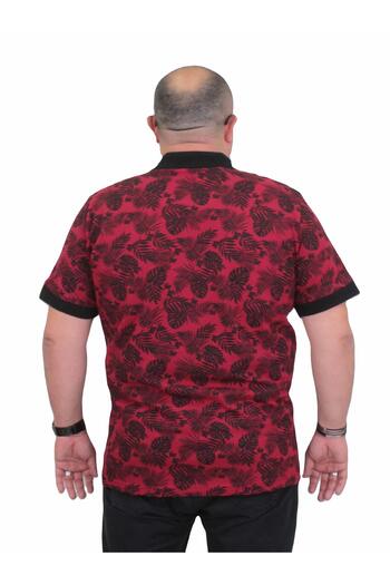 MocGrande Large Size Polo Neck Men's T-Shirt - Hawaii 24455 Claret Red
