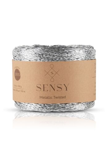 SENSY Premium 320 M Glitter Μεταλλικό Σχοινί Γυαλιστερή Τσάντα Raffia Loader Σχοινί Μεταλλικό Στριφτό Σχοινί 250 Gr Ασημί