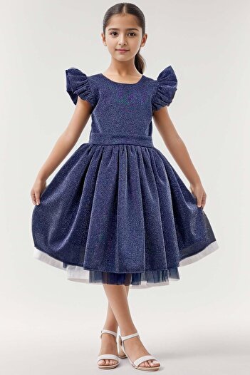 Riccotarz Sky Blue Shimmering Girl's Dress