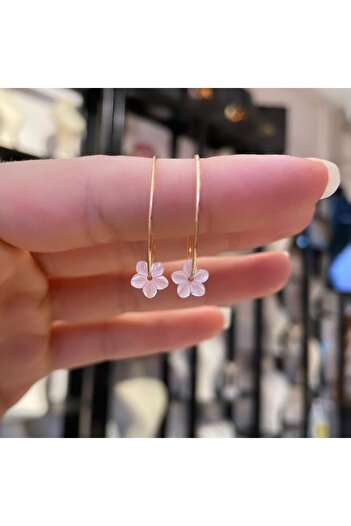 Src Jewelry 925 Ayar Gümüş Doğal Sedef Halka Küpe 24 K Altın Kaplama