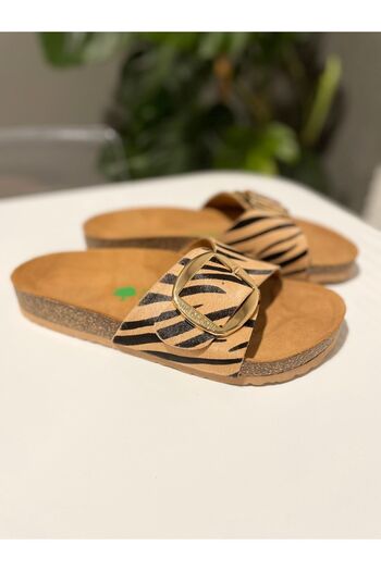 Land of Cork Anatomical Cork Sole Zebra Leather Slippers