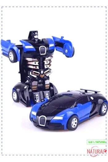 OMZ 2li Bugatti Robota Dönüşen Oyuncak Araba Kız Erkek Cocuk Egitici Montessori Oyuncaklar Naturel