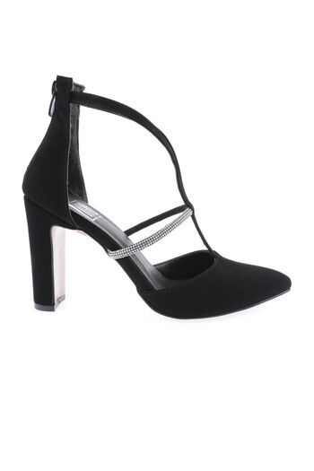 DGN Black Velvet Women's Heeled Shoes - 312-23y
