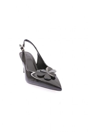 DGN 1331 Model - Black Women's Heeled Shoes, Pointed Toe and Buckle Open Back