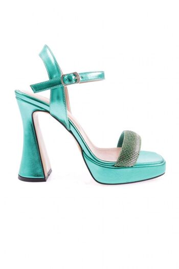 DGN 3588-23y Women's Crystal Stone Banded Thick Heeled Sandals