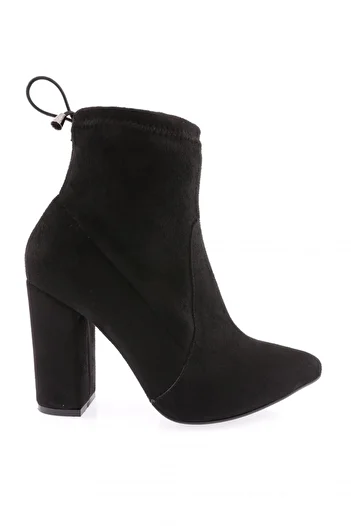DGN Cizme de damă cu vârf ascuțit stretch cu toc din piele intoarsa neagra 26473242