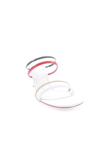 DGN 710-2164-23y White Square Toe Banded Women's Heeled Slippers