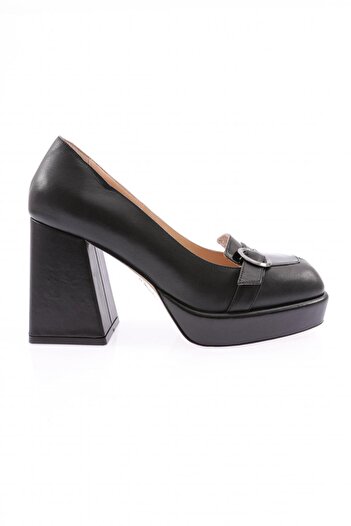 DGN Women's Front Buckle Platform Heeled Shoes Black Black Patent Leather Genuine Leather 435622353