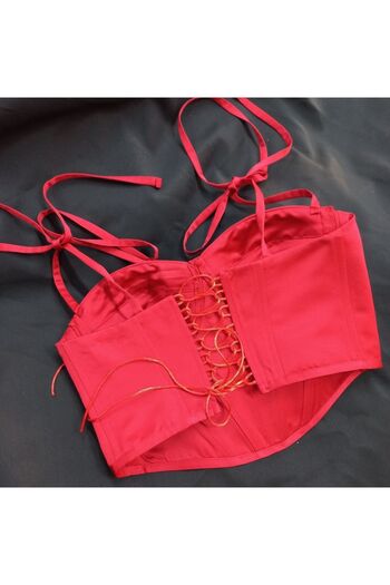 es moda shop Hira ruffle satin corset red