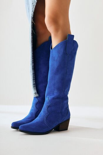 Limoya Γυναικείες μπότες Lhena Blue Suede Western Pull-On
