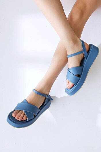 Limoya Keya Blue Cross Strap Women's Sandals