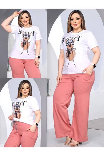 CLASSY.MODA Wide Cut Strass Fabric Women's Pajamas - Perfect Applique