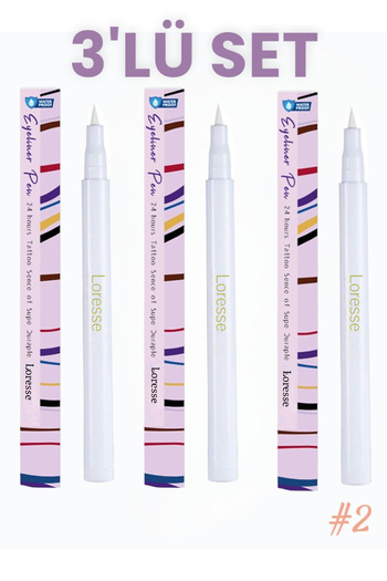 Loresse Advantageous Set of 3 - White, Liquid Pencil Eyeliner, Waterproof and Intense Pigmented