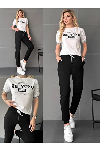 Classy Σετ μπλουζάκι και φούτερ Jogger Crew Neck - Υφασμάτινο με δύο κλωστές